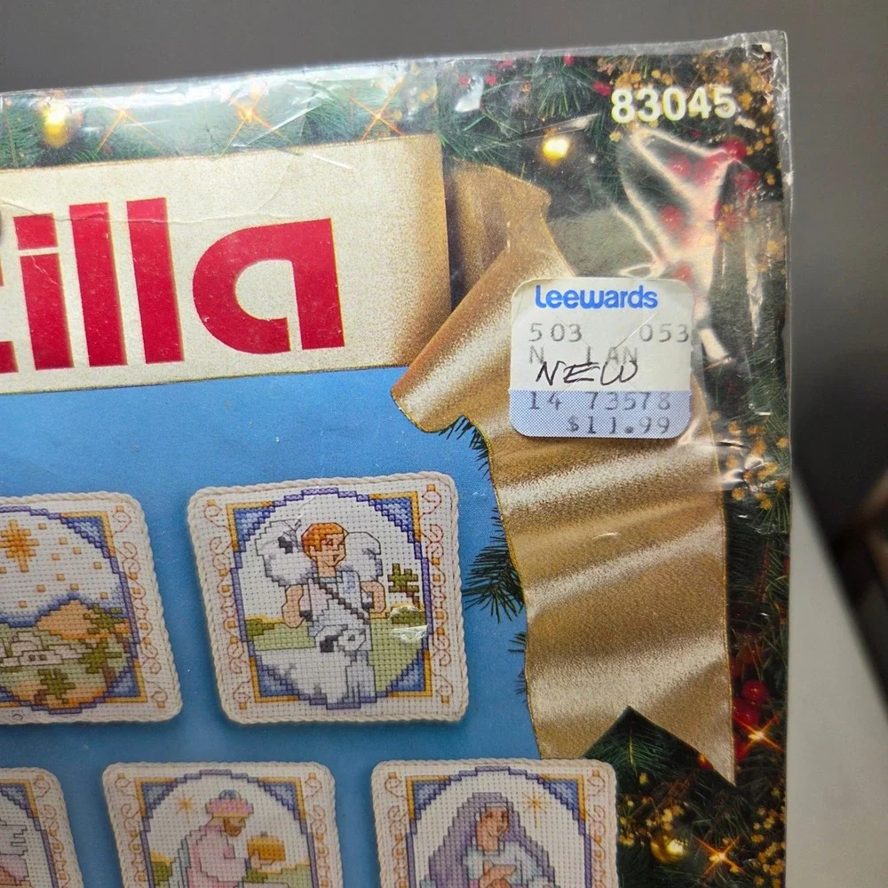 Vintage Bucilla 83045 Nativity Set of 12 Counted Cross Stitch Ornaments 1993